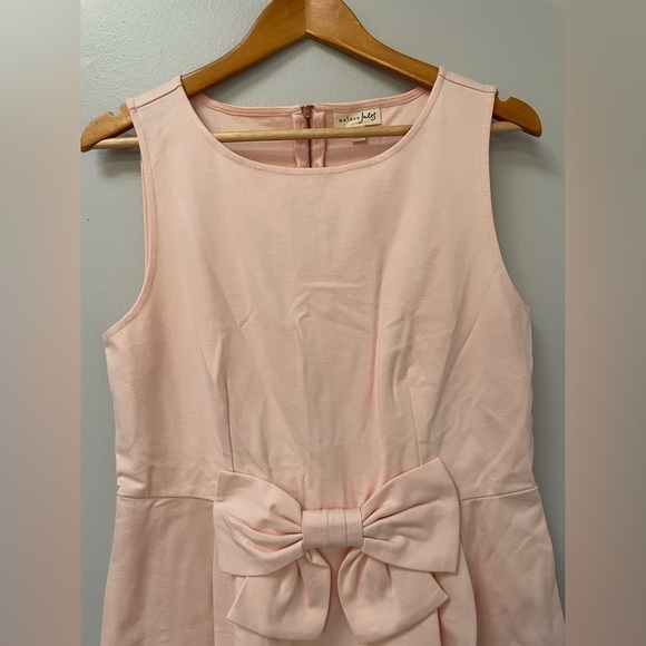 Maison Jules Ballet Blush Pink Bow fit flare pleated Jackie O Dress size Large - Picture 5 of 8